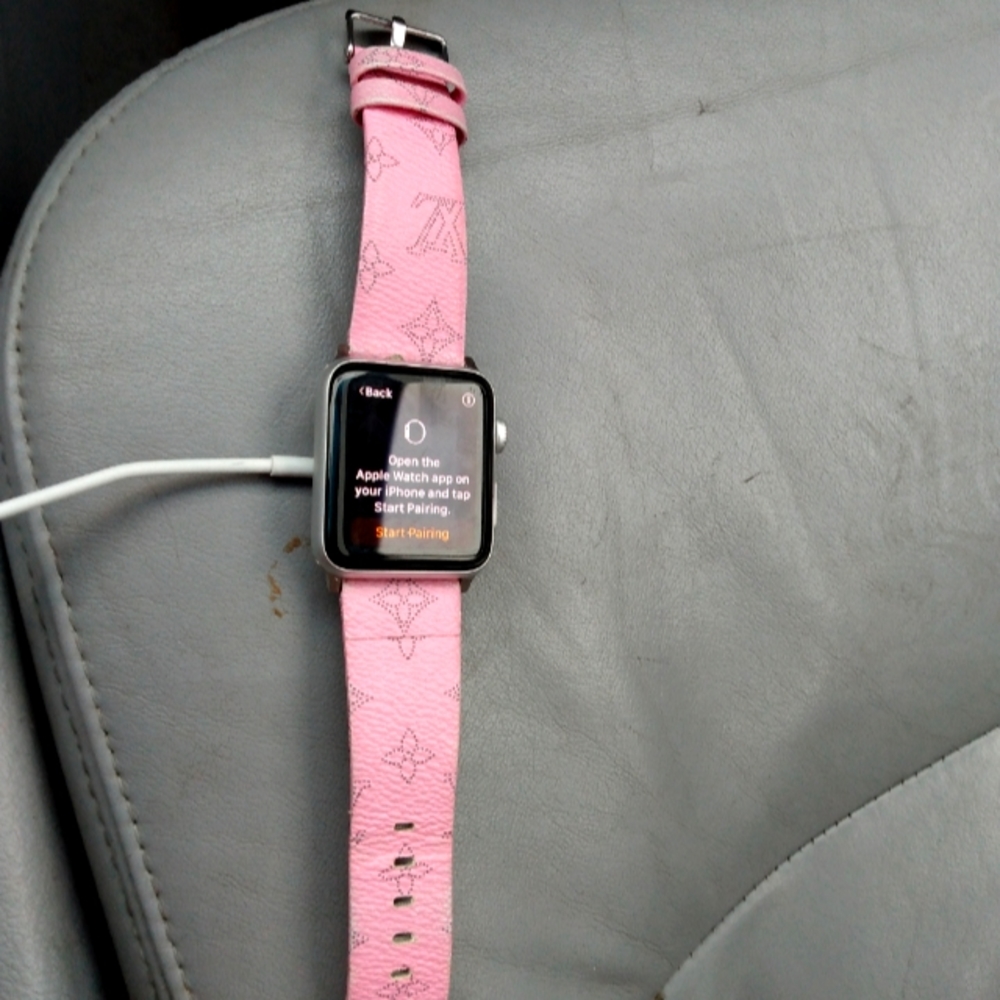Apple watch series 3 w/ real leather Louie V straps